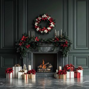 Chimenea Elegante Navidad Verde