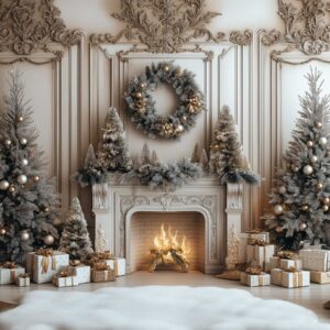 Chimenea con Árboles de Navidad